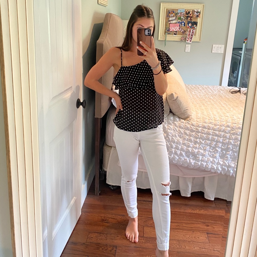 One Shoulder Ruffle Blouse - Picture 2 of 5